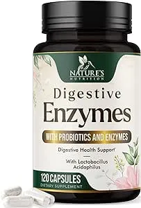 Digestive Enzymes with Probiotics - Probiotic Multi Enzymes with Probiotics and Prebiotics for Digestive Health and Bloating Relief for Women and Men, Daily Enzymes for Gut & Digestion - 120 Capsules