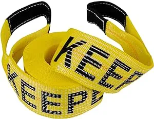 Keeper Tow Straps Heavy Duty with Loops - 4" x 30' Recovery Strap, 20,000 lbs Break Strength - Towing Strap for Cars, Trucks, and SUVs