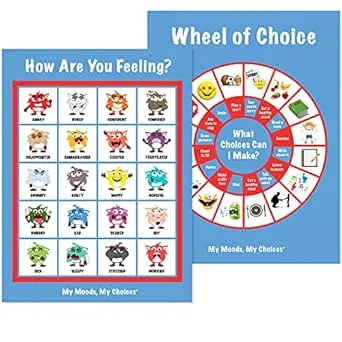 How are You Feeling” and “Wheel of Choice” Monster Posters; 20 Different Moods/Emotions; Educational Tool; Two Posters Included