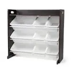 Humble Crew Toy Organizer with Shelf and 9 Storage Bins, Espresso/White