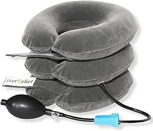 Cervical Neck Traction Device - Inflatable Neck Stretcher Pillow for Instant Neck Decompression - US Owned & FSA Eligible Support Brace for Home Use Neck Pain Relief