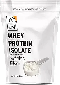 It's Just! - Whey Protein Isolate, Ultra Premium Grass-Fed, Unflavored, Made in USA, rBGH/RBST Hormone Free, Pure 90% Protein, Only 1g Carb, No Added Sugar (Isolate, 1.25 Pound)