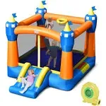 Costway Inflatable Bounce House Kids Magic Castle w/ Large Jumping Area with 480W Blower