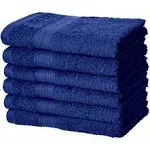 Amazon Basics 6 Piece Hand Towels for Bathroom, Fade Resistant 100% Cotton Hand Towels, Soft Absorbent Bathroom Hand Towels 6 - Pack (26''x16''),