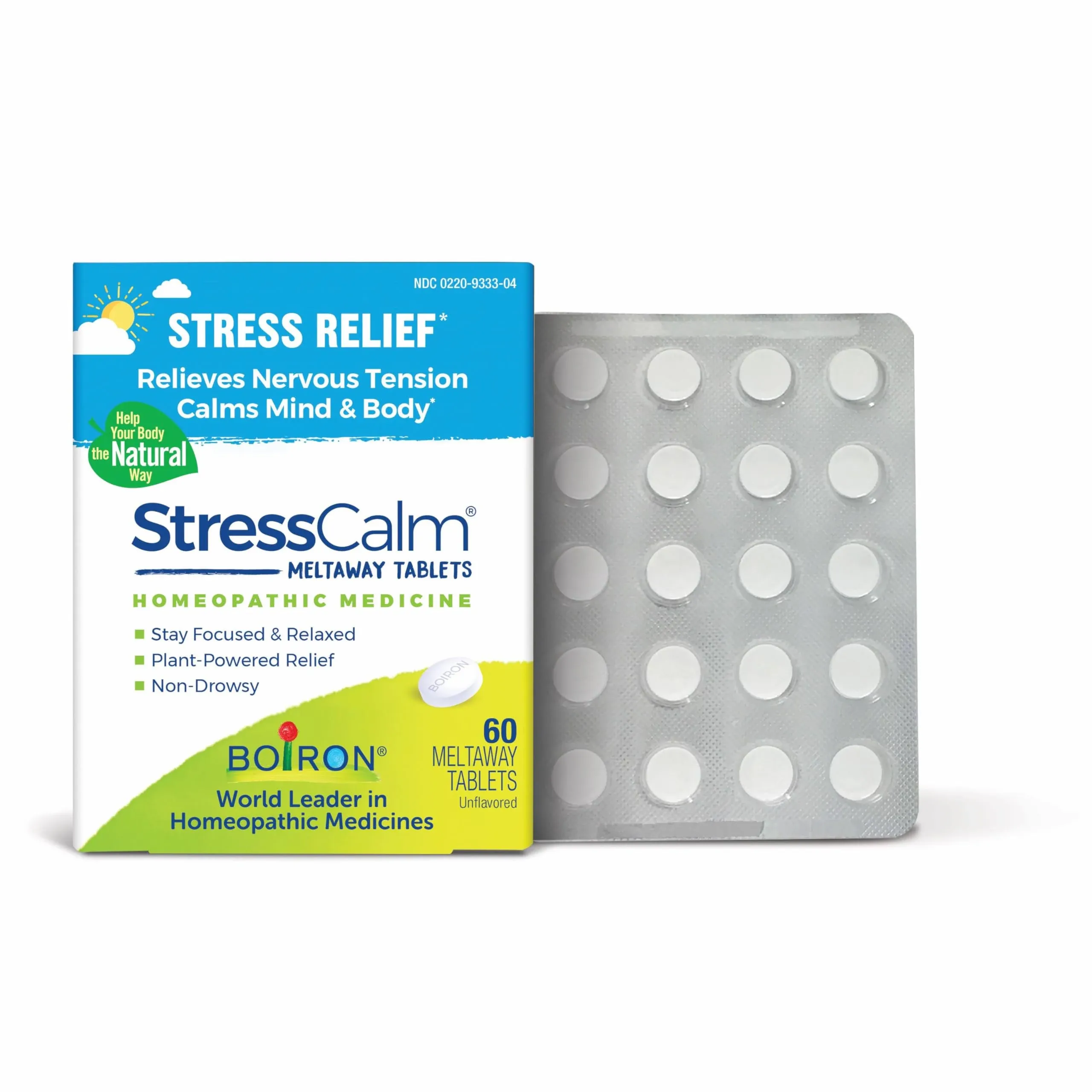 Boiron, Stress Calm Meltaway Tablets, Stress Relief, Unflavored, 60 Meltaway Tablets