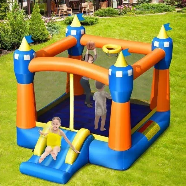 Kids Inflatable Bounce House Magic Castle with Large Jumping Area Without Blower