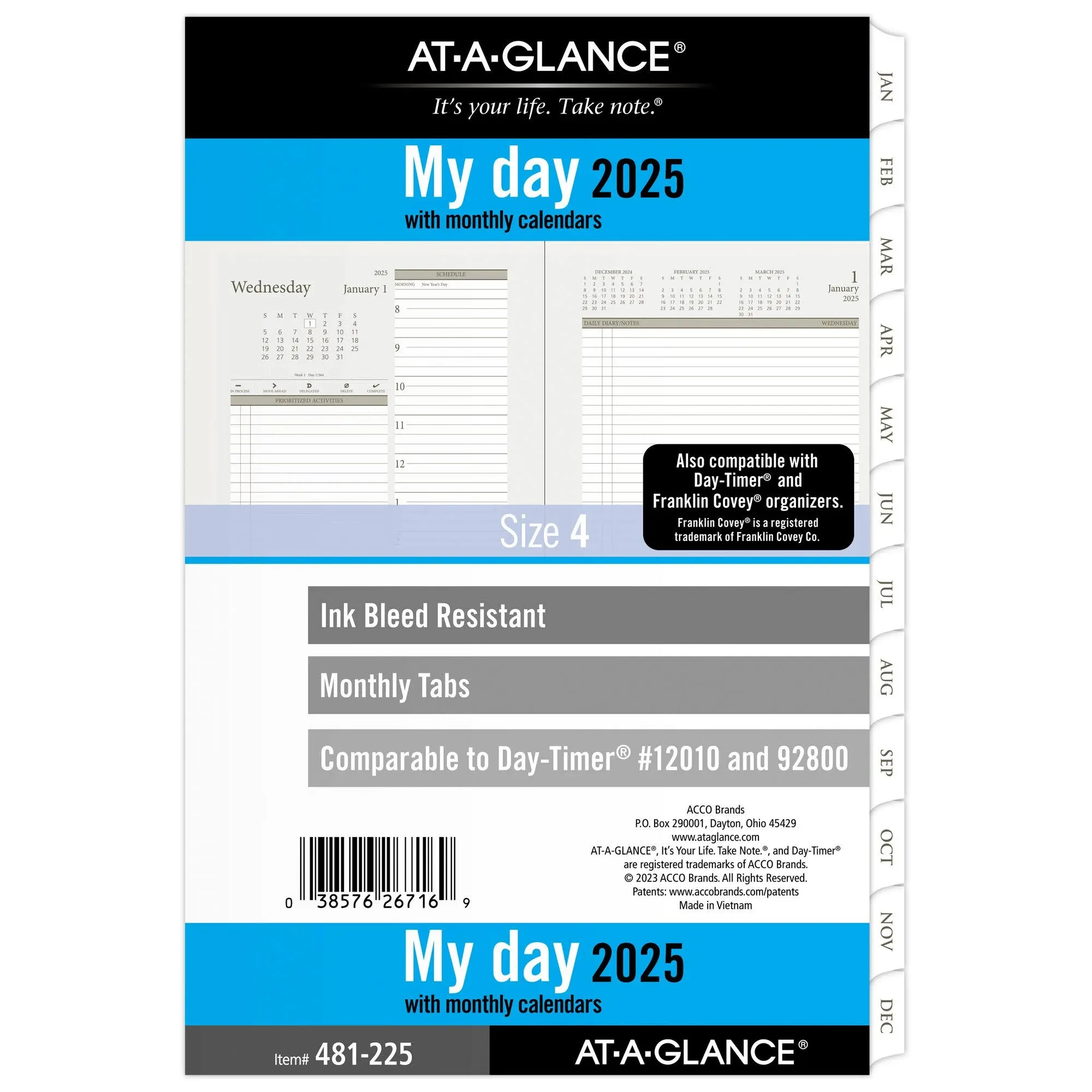 2025 At-a-glance Daily Planner Refill, 5-1/2" x 8-1/2"