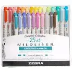 Zebra Mildliner Double Ended Highlighter Variety Pack - Asst Ink Colors, Bold-Chisel/Fine-Bullet Tips, Asst Barrel Colors, 25/Pack