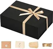 LIFELUM Gift Box 13 x 10 x 5 inch Large Black Gift Box with Magnetic Lids for Valentine's Day Gifts Box Contains Card, Ribbon, Shredded Paper Filler Birthday Gift Packging (1 Pcs)