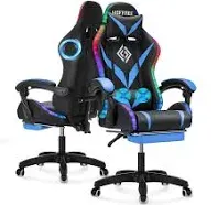 Gaming Chair with Bluetooth Speakers and RGB LED Lights Ergonomic Massage Computer Gaming Chair with Footrest Video Game Chair High Back