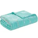 Heated Metallic Print Throw Aqua - House to Home Furnishings LLC