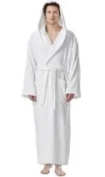 Arus Men's Thick Full Ankle Length Hooded Turkish Cotton Bathrobe