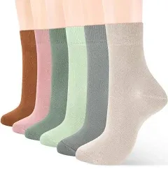 ATBITER Women's Thin Dress Socks,Soft Cotton Ankle Crew Calf Socks for Business Trouser Casual (6-Pairs Present Box)