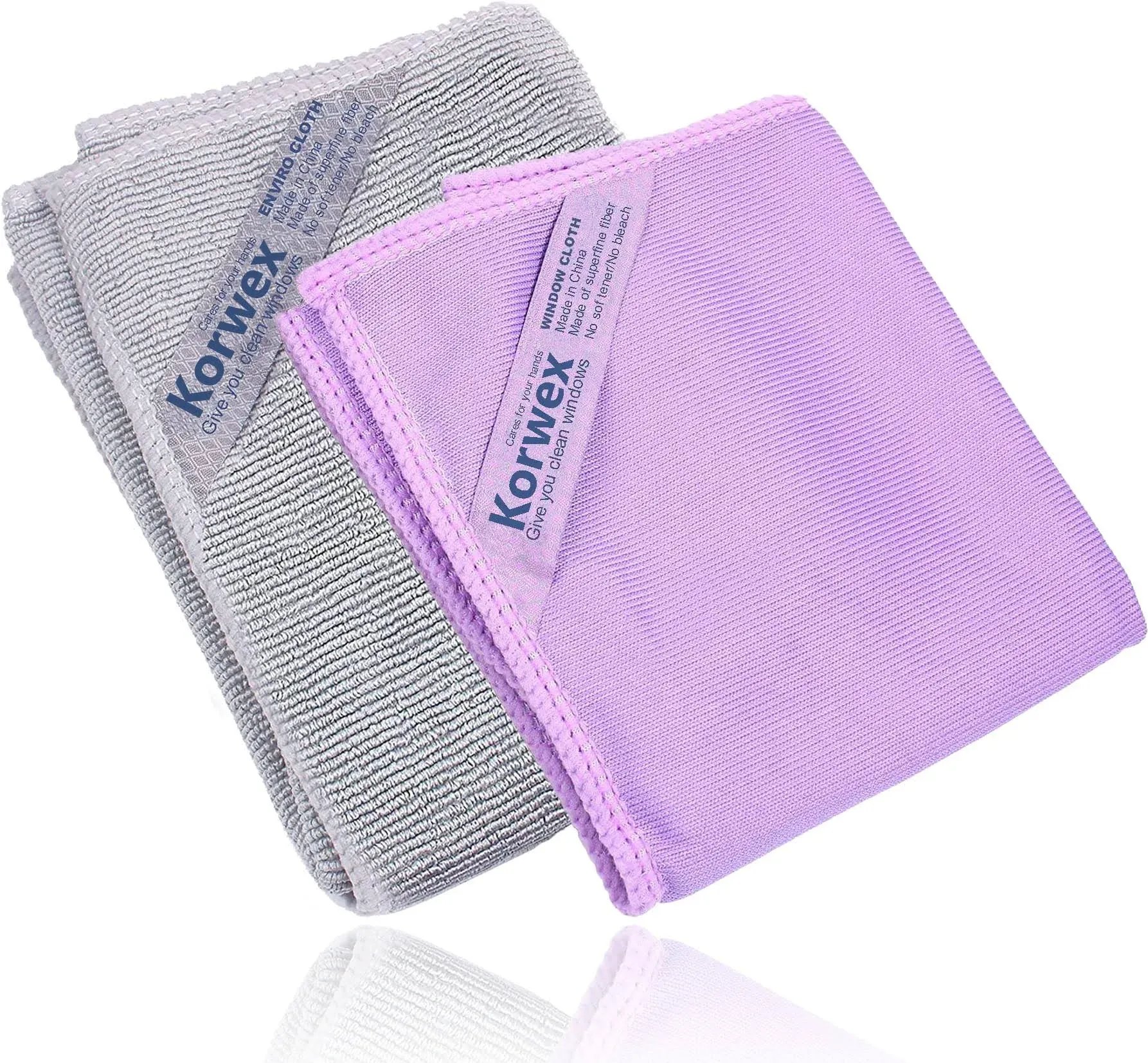 Window Cleaning Cloth (Purple) and Enviro Cloth (Grey), Basic Package Cleaning Cloth, Streaks Schatches Free. (Purple 1 Pack, Grey 1 Pack)