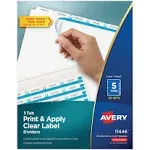 Avery - Print and Apply Index Maker Clear Label Dividers, 5 White Tabs, Letter, 25 Sets