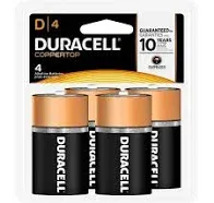 Duracell MN1300R4Z CopperTop Alkaline Batteries, D, 4/PK