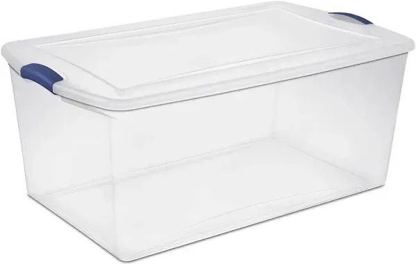 105 Quart Plastic Storage Container Latching Lid Clear Large Totes DURABLE