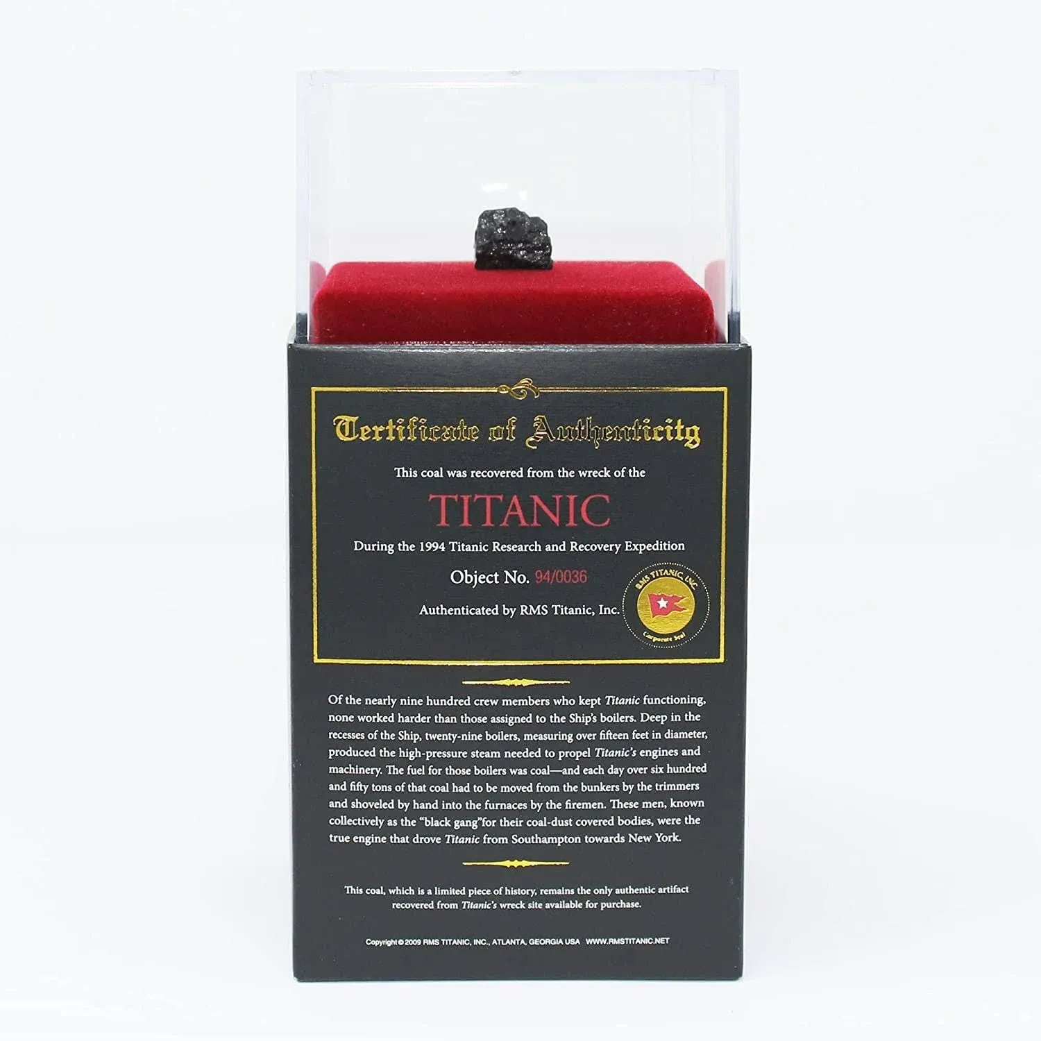 Titanic Coal Display Case