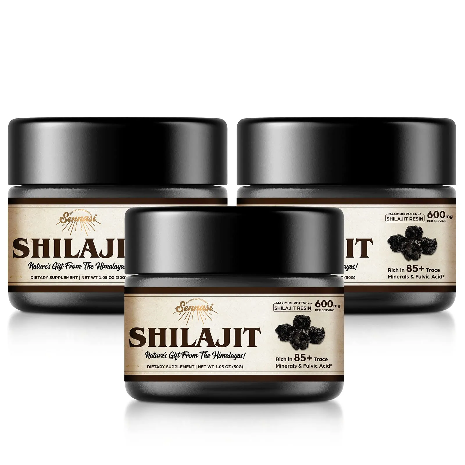 Shilajit Pure Himalayan Organic Shilajit Resin - 600mg Maximum Potency Natural Organic Shilajit Resin with 85+ Trace Minerals & Fulvic Acid for Energy, Immune Support, 30 Grams (1 Pack)