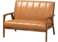 Baxton Studio Nikko Brown Loveseat