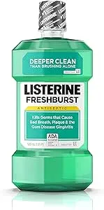 Listerine Cool Mint Antiseptic Mouthwash to Kill 99% of Germs That Cause Bad Breath - Plaque and Gingivitis - Cool Mint Flavor - 1 L