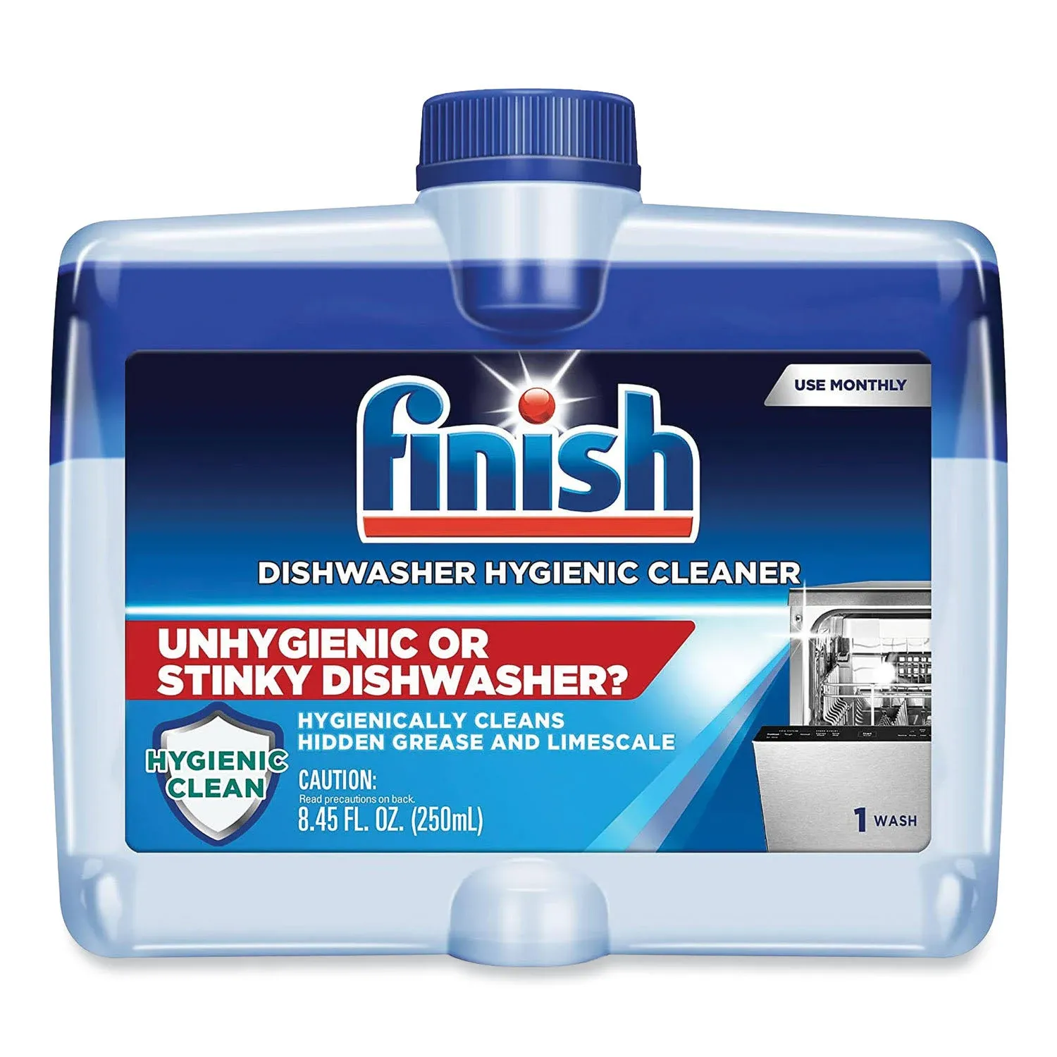 New FINISH Dishwasher Cleaner, Fresh, 8.45 oz Bottle, 6/Carton