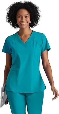 BARCO ONE – Women’s Racer Top, V-Neck Medical Scrub Top w/ 4 Pockets and 360 Spandex Stretch Fabric