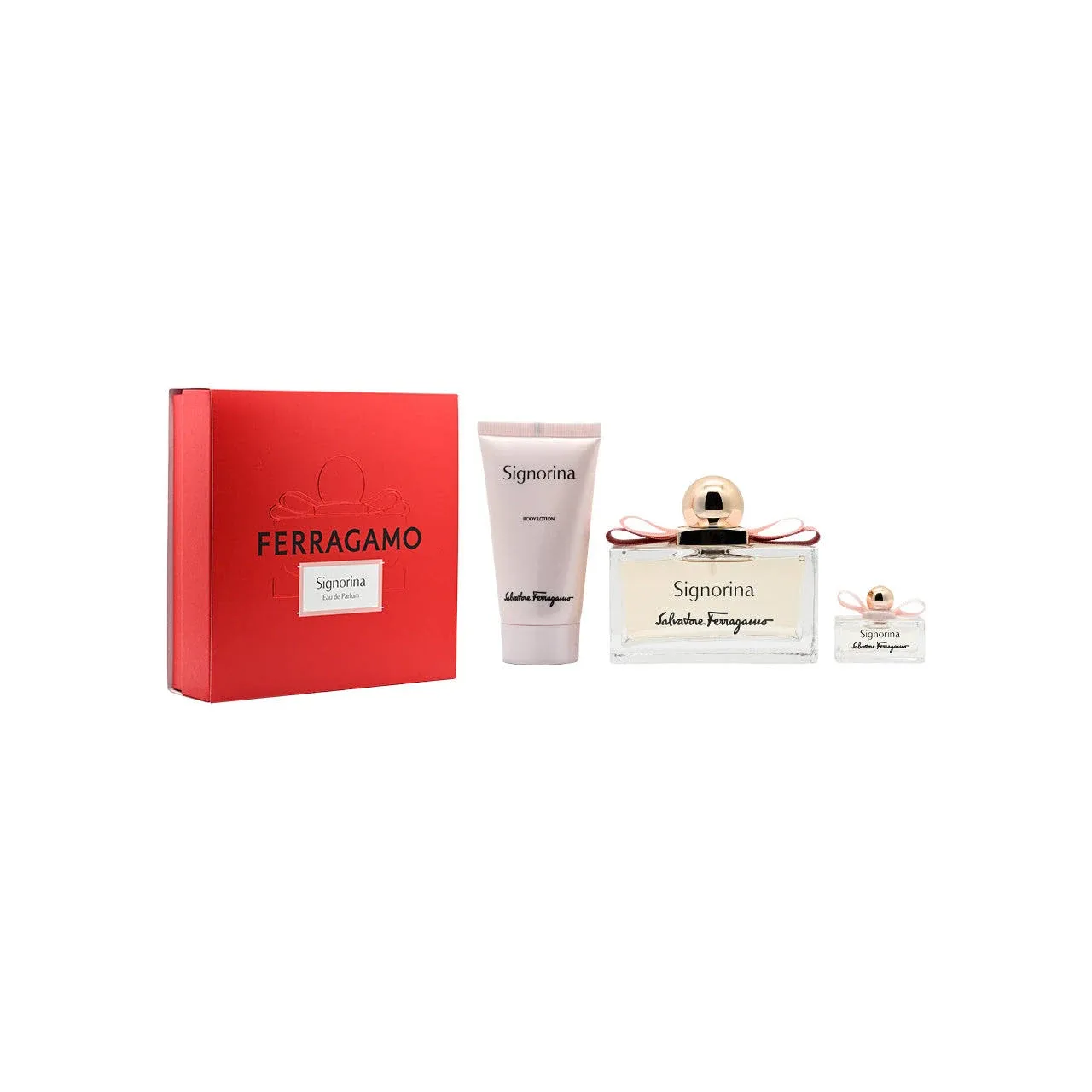 Salvatore Ferragamo Signorina 3.4oz EDP Spray, 1.7oz Body Lotion, 0.5oz EDP Spray Women 3 Pc Gift Set