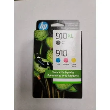 HP 910XL Black And 910 Cyan/Magenta/Yellow Ink Cartridges (3JB41AN#140)