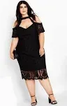 City Chic Plus Size Dress Pippa Lace in Black | Size 12 | Avenue