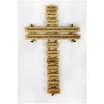 Olive Wood Crucifix / Wall Cross adorned with the &#034;Our Father Prayer&#034; (Spanish