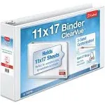 Cardinal - ClearVue Slant-D Ring Binder, 3 Rings, 1" Capacity, 11 x 17, White