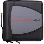 Case-it Nylon Round Ring Zip Binder With Multiple Pockets, Black