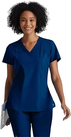 Barco One Racer Women's 4-Pocket STRETCH Perforated Detail V-Neck Scrub Top