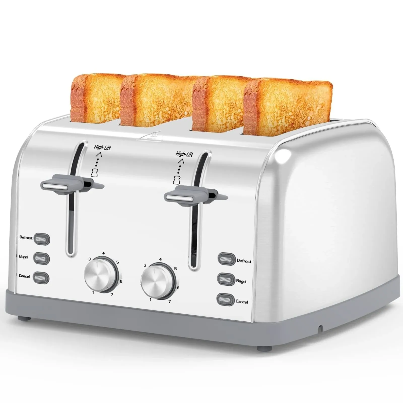 4 Slice Retro Stainless Steel Toaster