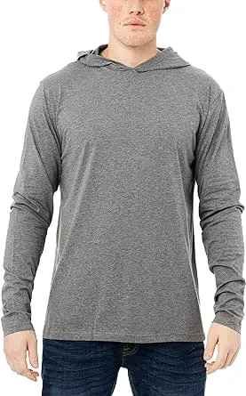 X RAY Men's Crewneck & Hooded Long Sleeve T-Shirt, 95% Cotton Stretch Slim Fit Basic Shirt for Men