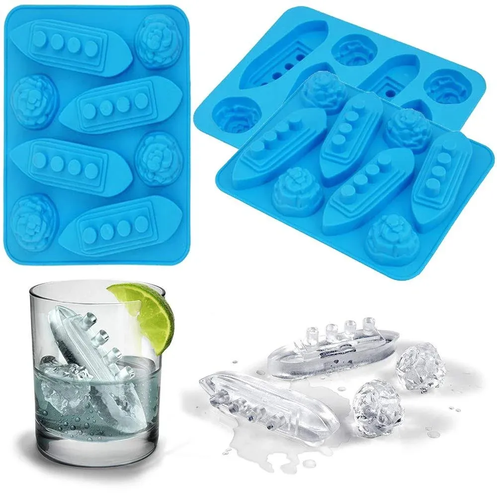 Hi-Party 3Pcs Titanic and Iceberg Ice Cube Trays