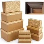 10 Pack Gold Star Nesting Boxes with Lids, 10 Assorted Sizes - Brown