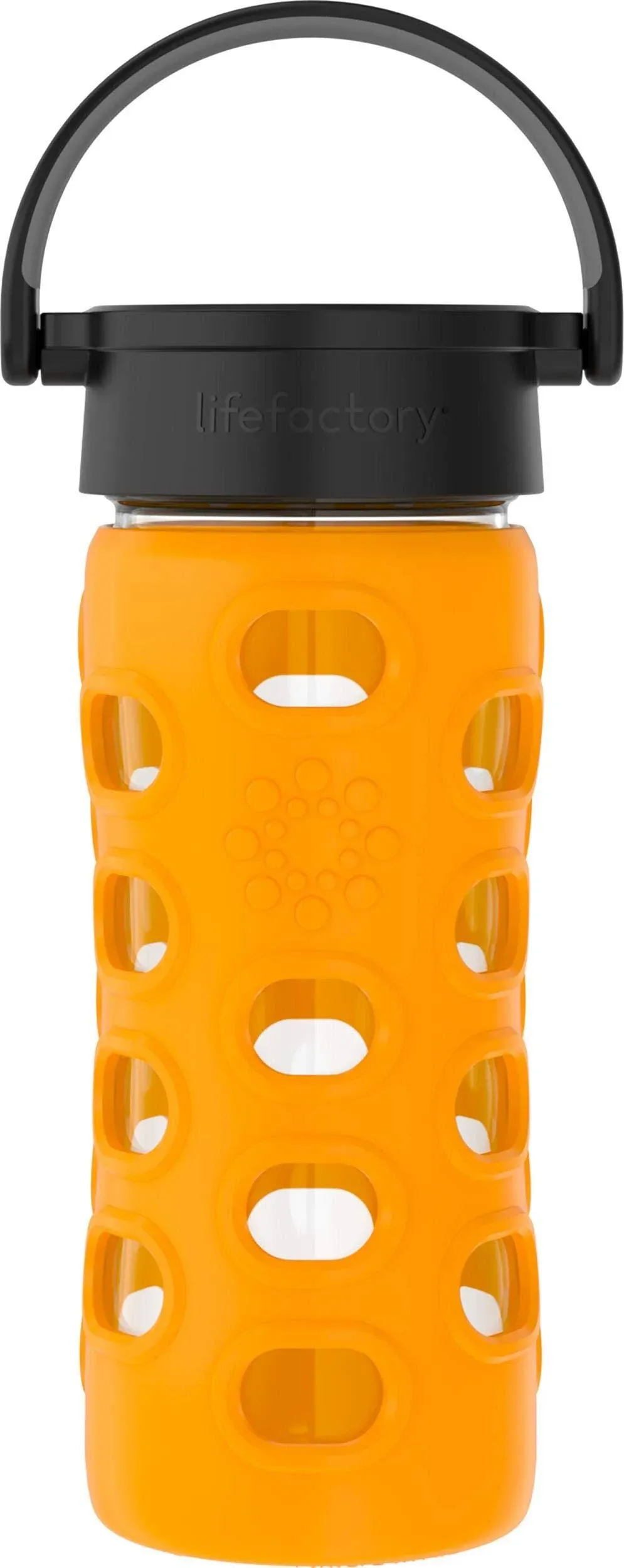 Lifefactory 12 oz Glass Water Bottle with Classic Cap and Silicone Sleeve - Marigold