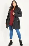 Evans Faux Fur Collar Padded Coat - Black