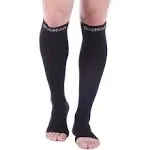 Doc Miller Open Toe Compression Socks for Men and Women, 15-20 mmHg, Calf Recovery, Medical Grade, Black Socks, X-Large