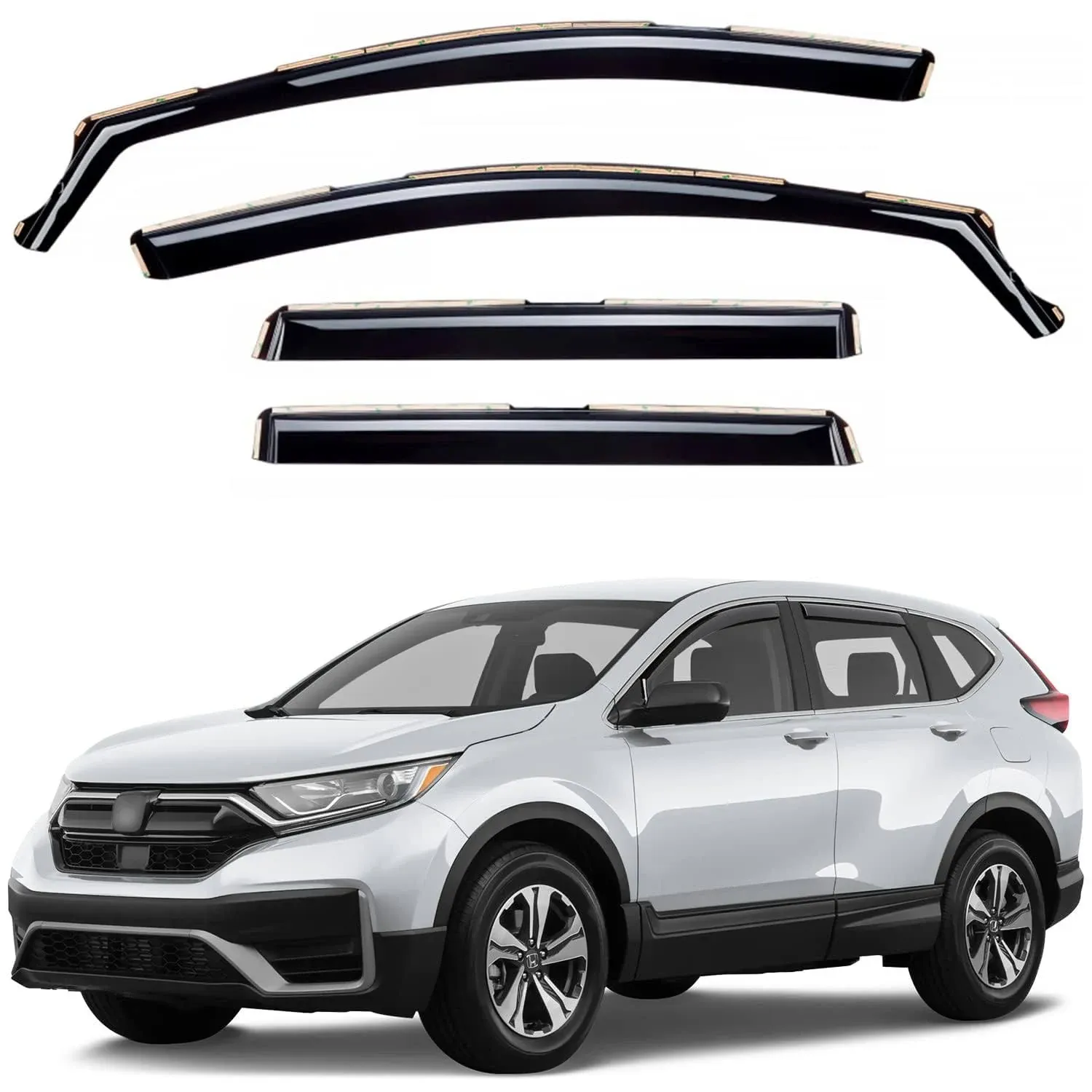 Co Smoke Tinted in-Channel Side Window Vent Visor Deflectors Rain Guards Compatible with Honda CR-V 2017-2022 - 4pcs. GW0217