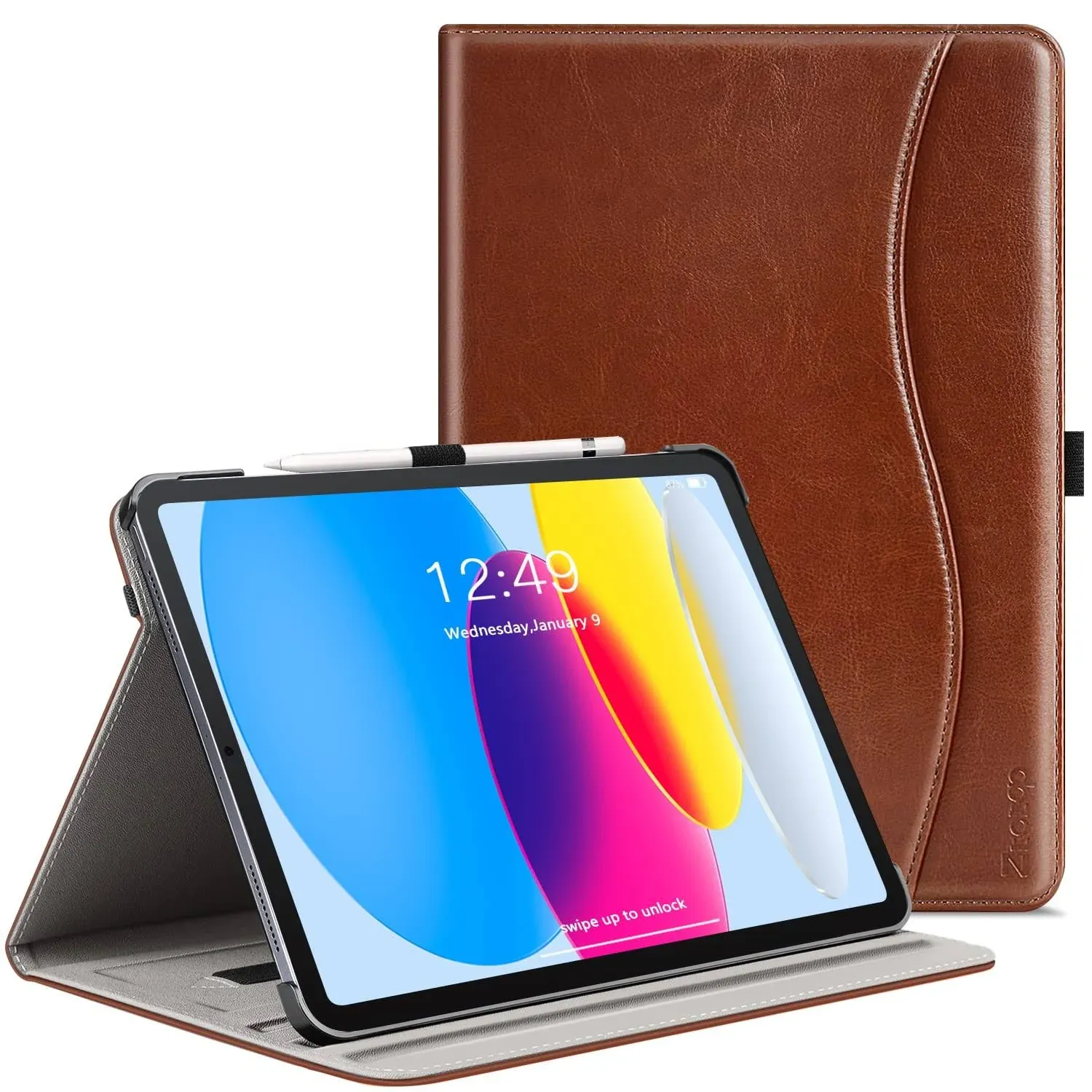 ZtotopCases for iPad 10th Generation Case 10.9 Inch 2022(A2696/A2757/A2777), Premium PU Leather Business Folio Stand Cover with Slot, Auto Wake/Sleep, Multi-Angles for iPad 10th Gen 10.9" Case, Brown