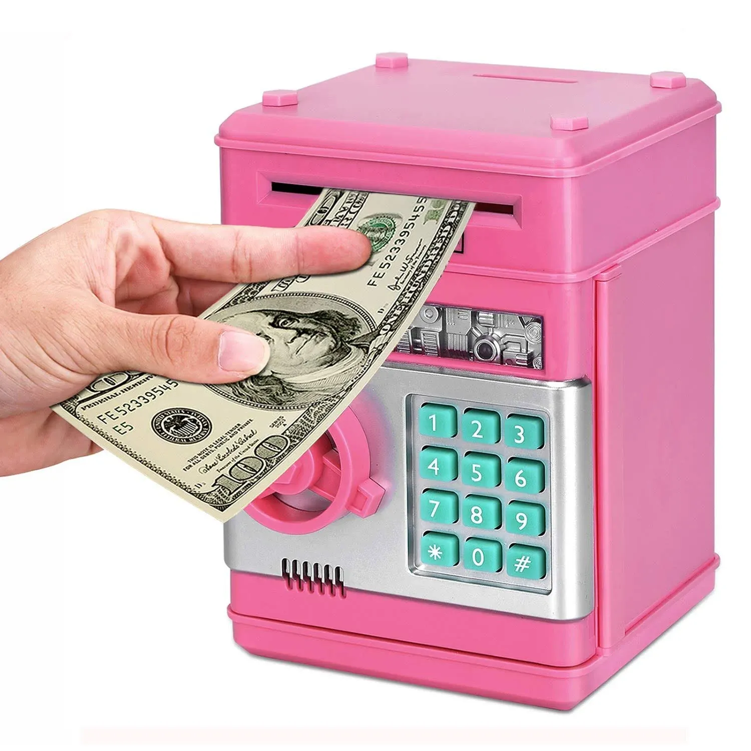 Toy Piggy Bank, Electronic ATM Password Cash Coin Can Auto Scroll Paper Money...