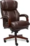 La-Z-Boy Fairmont Big and Tall Executive Office Chair with Memory Foam Cushions, High-Back with Solid Wood Arms and Base, Bonded Leather, Biscuit Brown