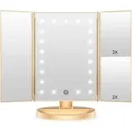 Flymiro Tri-Fold Lighted Vanity Makeup Mirror