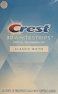 Crest 3D White Strips Classic White at-Home Teeth Whitening Kit, 10 Treatments