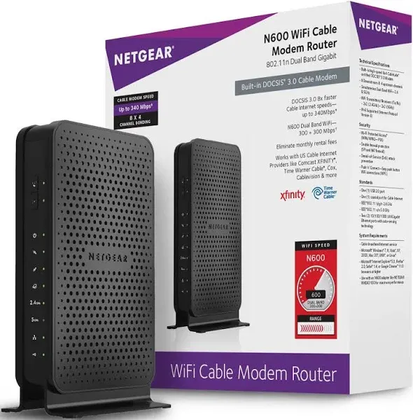 Restored Netgear C3700 WiFi 3.0 Cable Modem Router N600