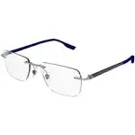 Montblanc MB 0185O 002 Rimless Metal Silver Eyeglasses with Logo Stamped Demo Lenses