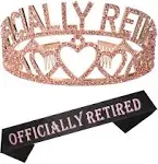 Meant2tobe Officially Retired Retirement Party Set Pink, Officially Retired Tiara/Crown, Retirement